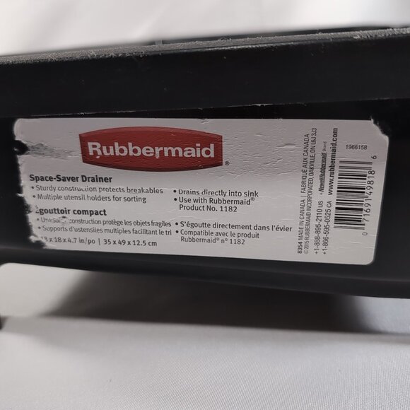 Rubbermaid 8354 Black Space Saver Drainer Drip Dish Drying Rack 1182 2015 13x18x - Picture 2 of 16